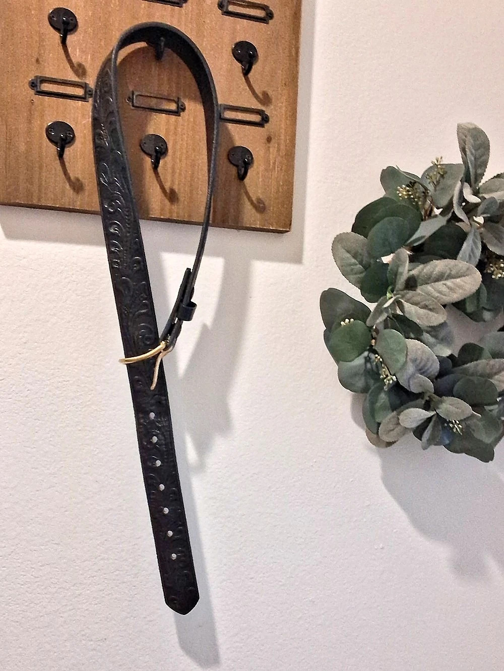 Boston  Black Tooled Leather Belt